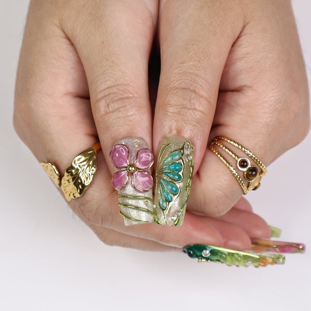 Botanica Green Handmade Press On Nails