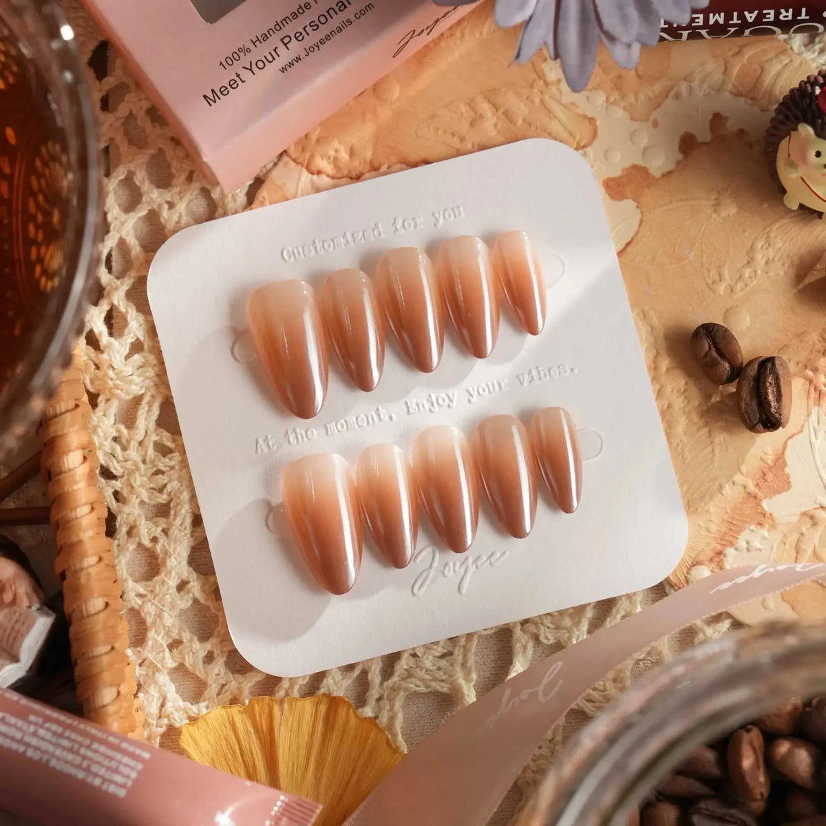 Caramel Chrome Reusable Press On Nails