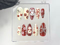 Adorable 3D Bunny Press On Nails, Hand-Painted Kawaii Bunny And Bow Acrylic Nails