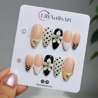 Butter Belle Black White Press On Nails