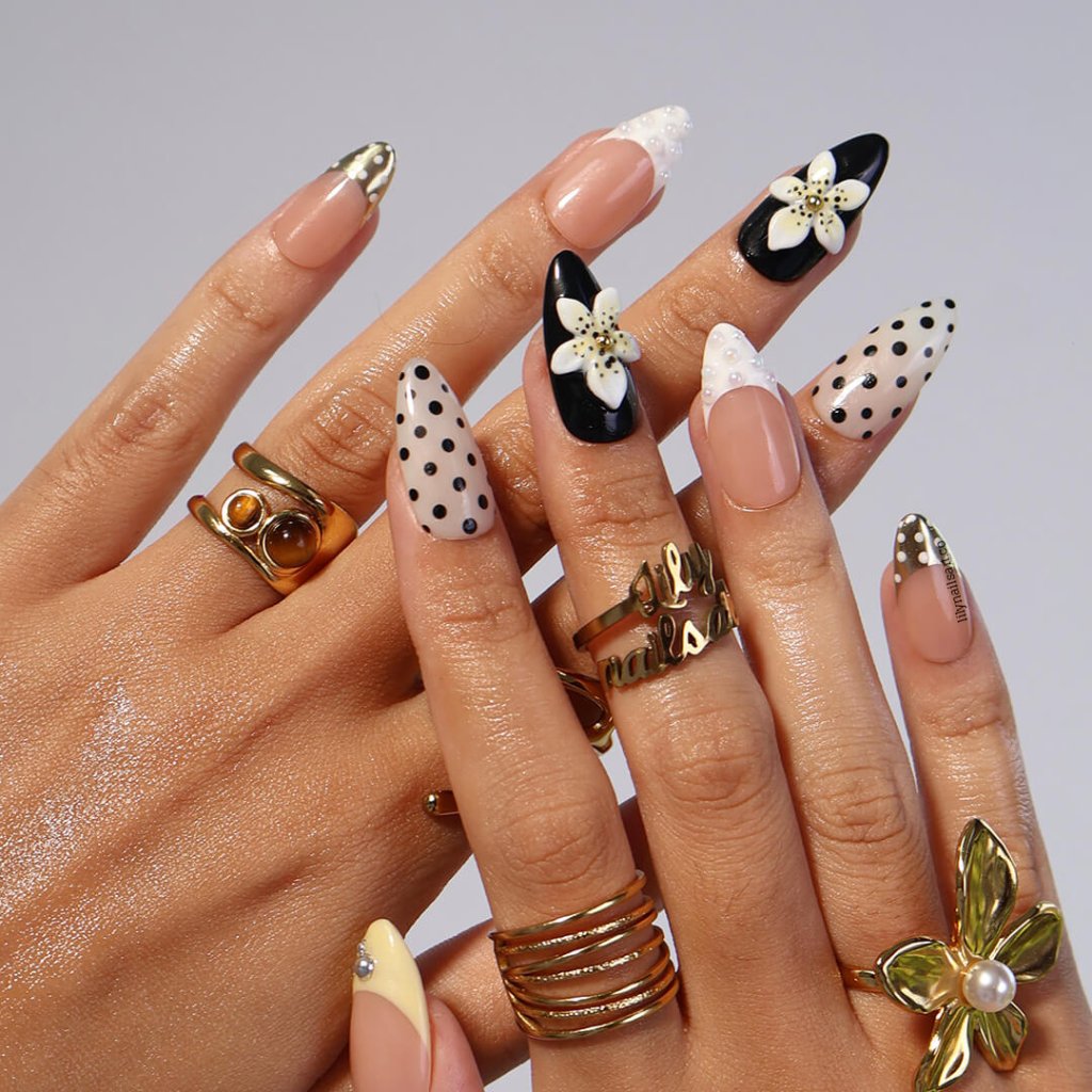 Butter Belle Black White Press On Nails