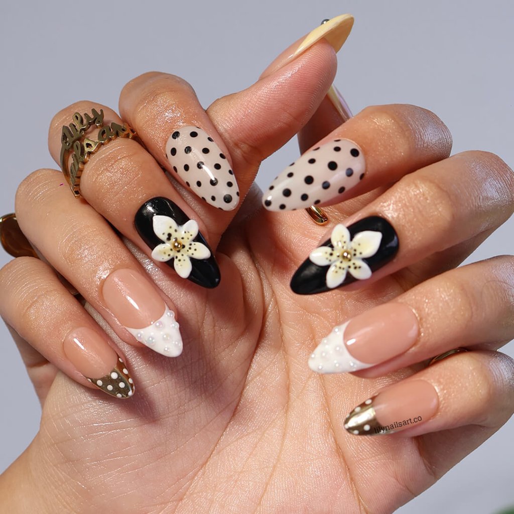 Butter Belle Black White Press On Nails