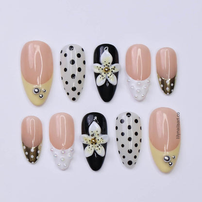 Butter Belle Black White Press On Nails