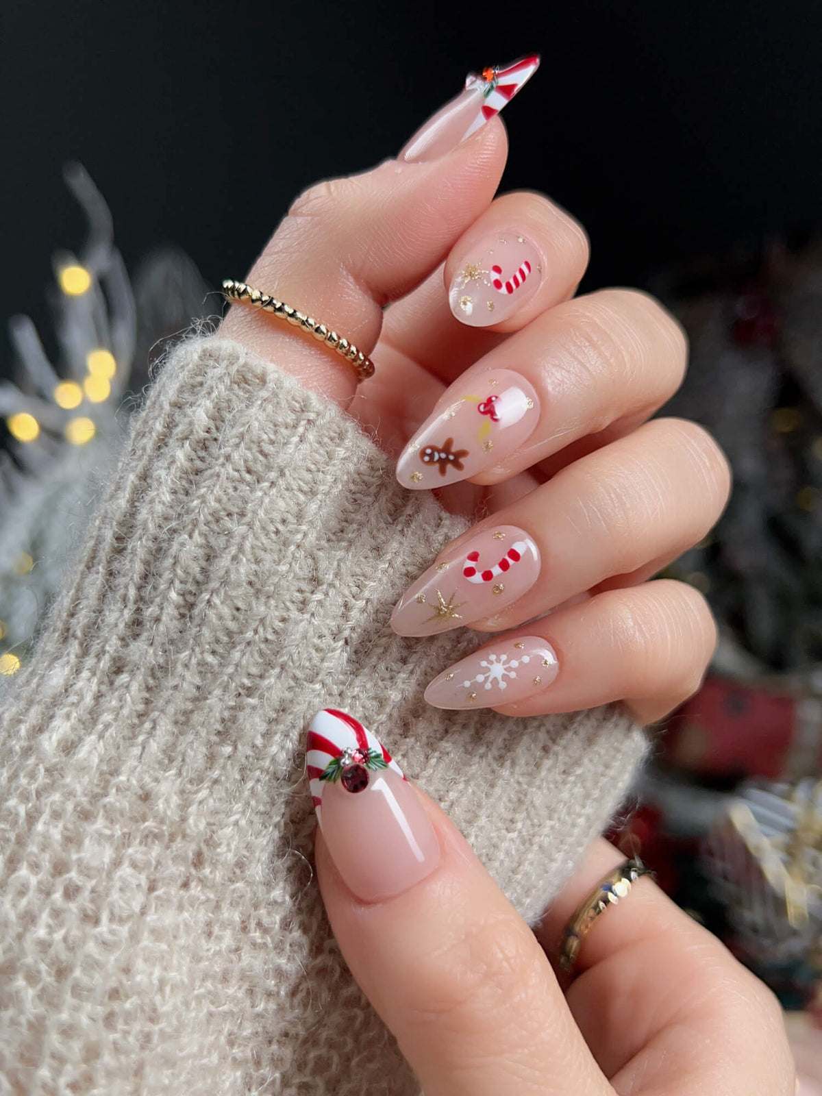 Candy Holiday Reusable Press On Nails