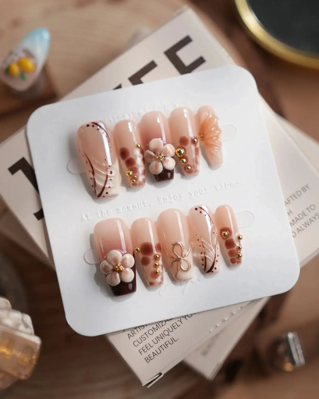 Caramel Cream Reusable Press On Nails