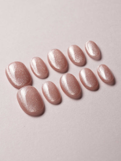 Nude Blush Cat Eye Reusable Press On Nails