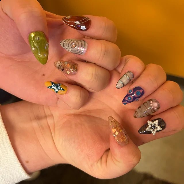 Cat Lovers Chrome Handmade Press On Nails