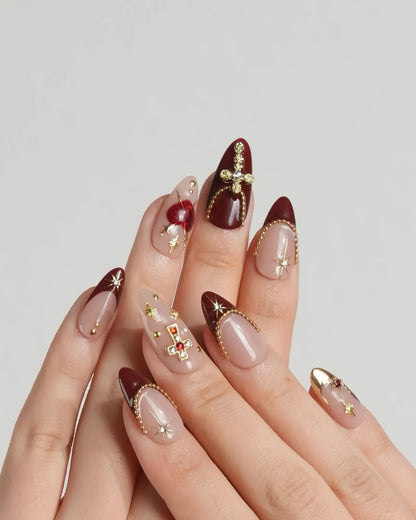 Gothic Red Reusable Press On Nails