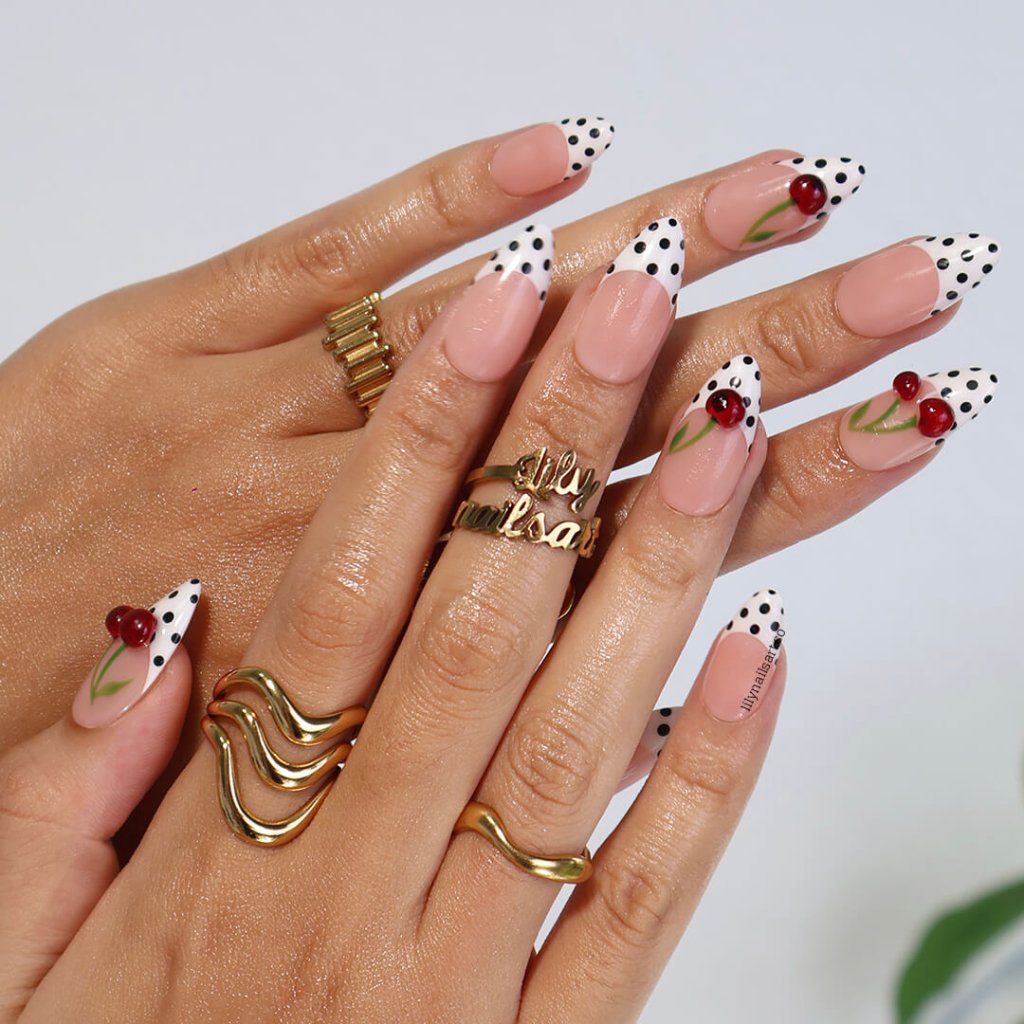 Cherry Darling French Tip Press On Nails
