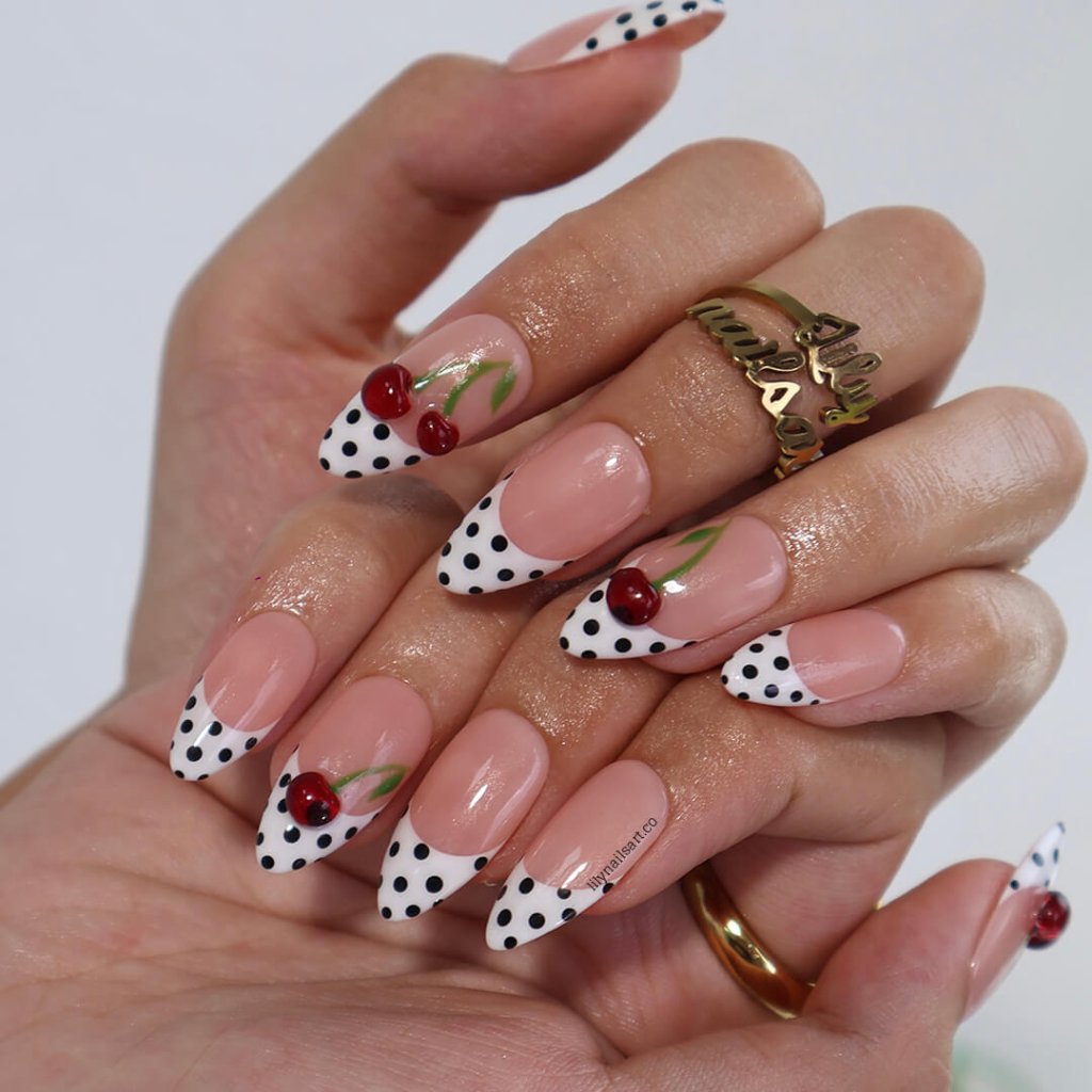 Cherry Darling French Tip Press On Nails