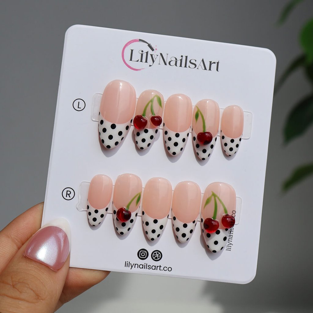 Cherry Darling French Tip Press On Nails