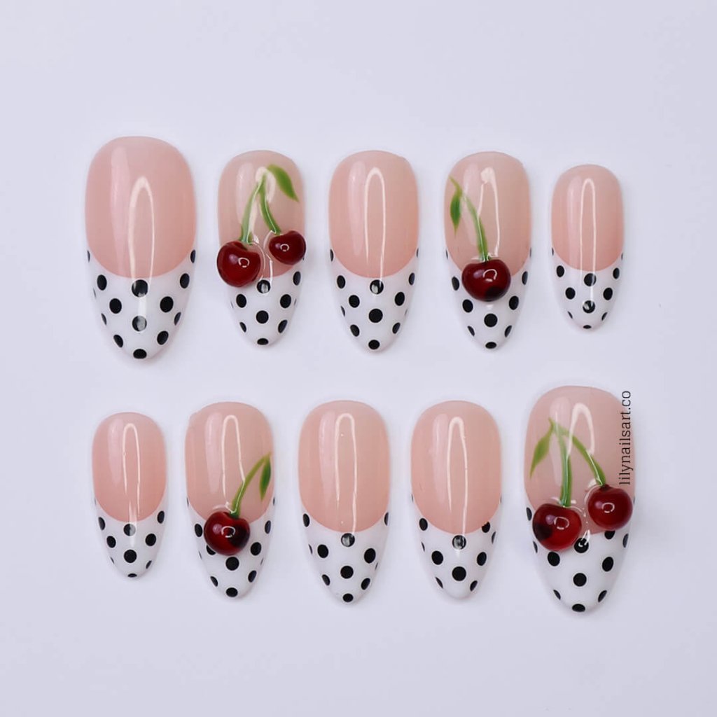 Cherry Darling French Tip Press On Nails