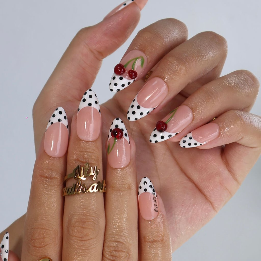 Cherry Darling French Tip Press On Nails