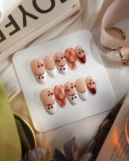 Cherry Miss No Bow Reusable Press On Nails