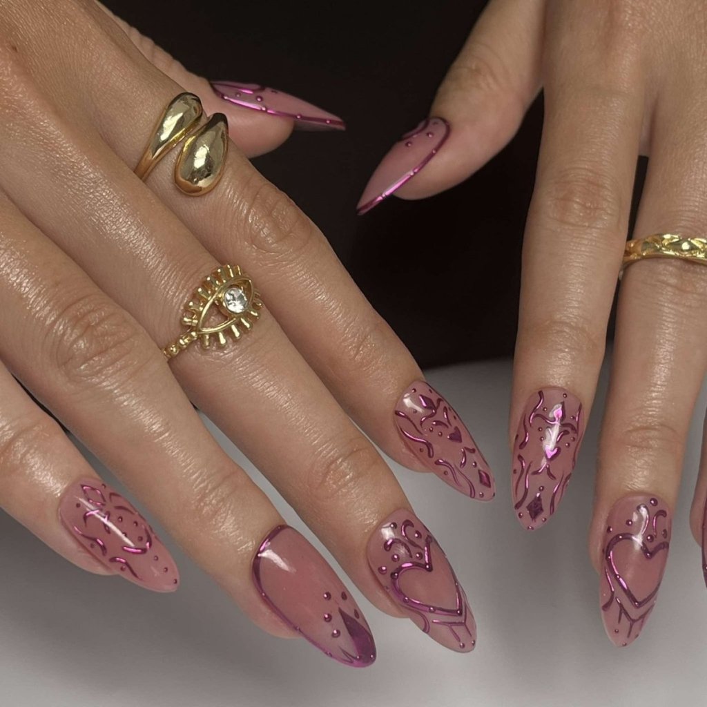 Chrome Empress Purple Handmade Press On Nails