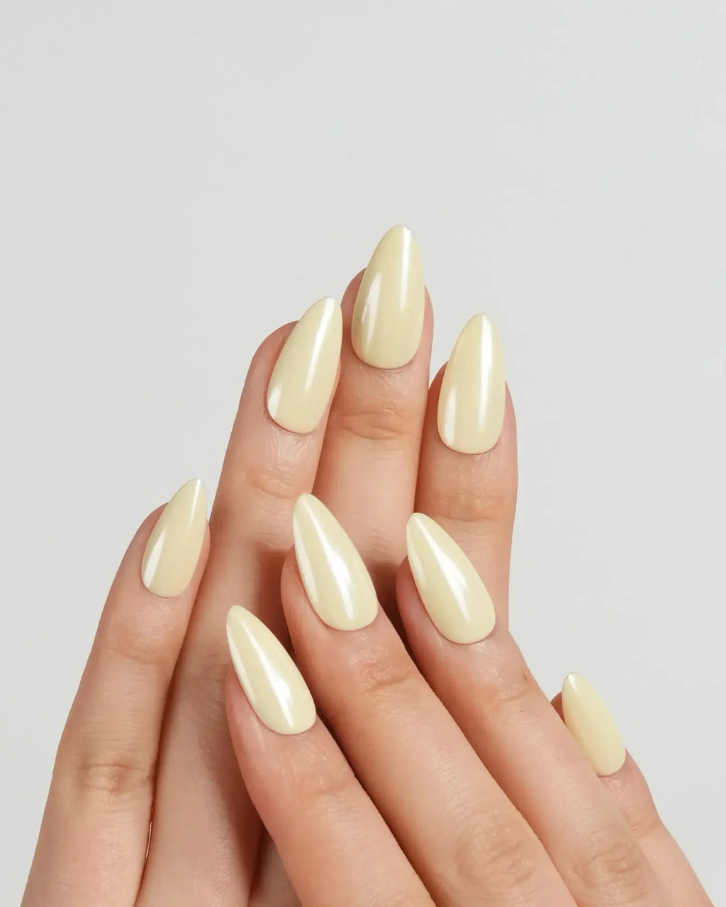 Chrome Butter Yellow Reusable Press On Nails