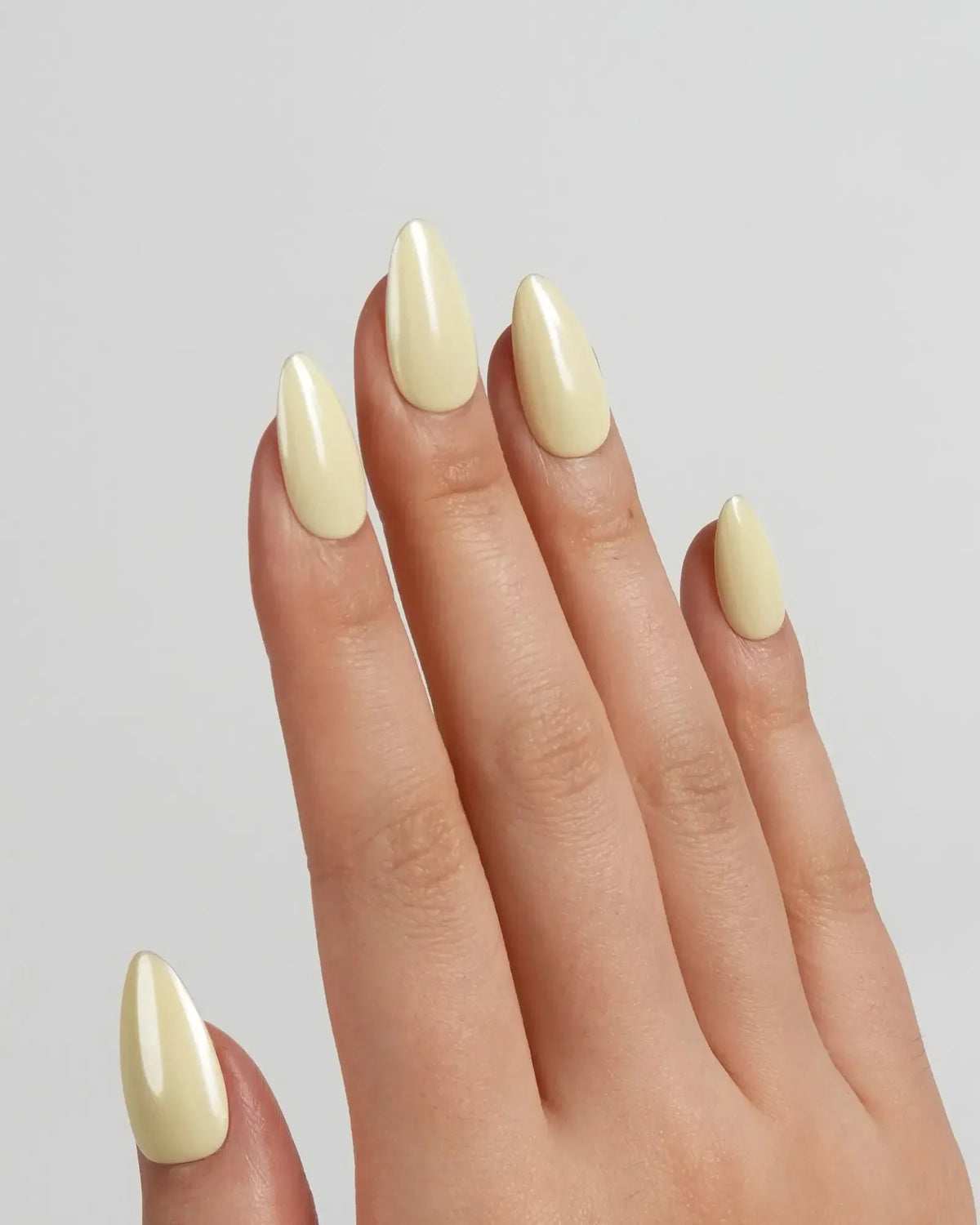 Chrome Butter Yellow Reusable Press On Nails