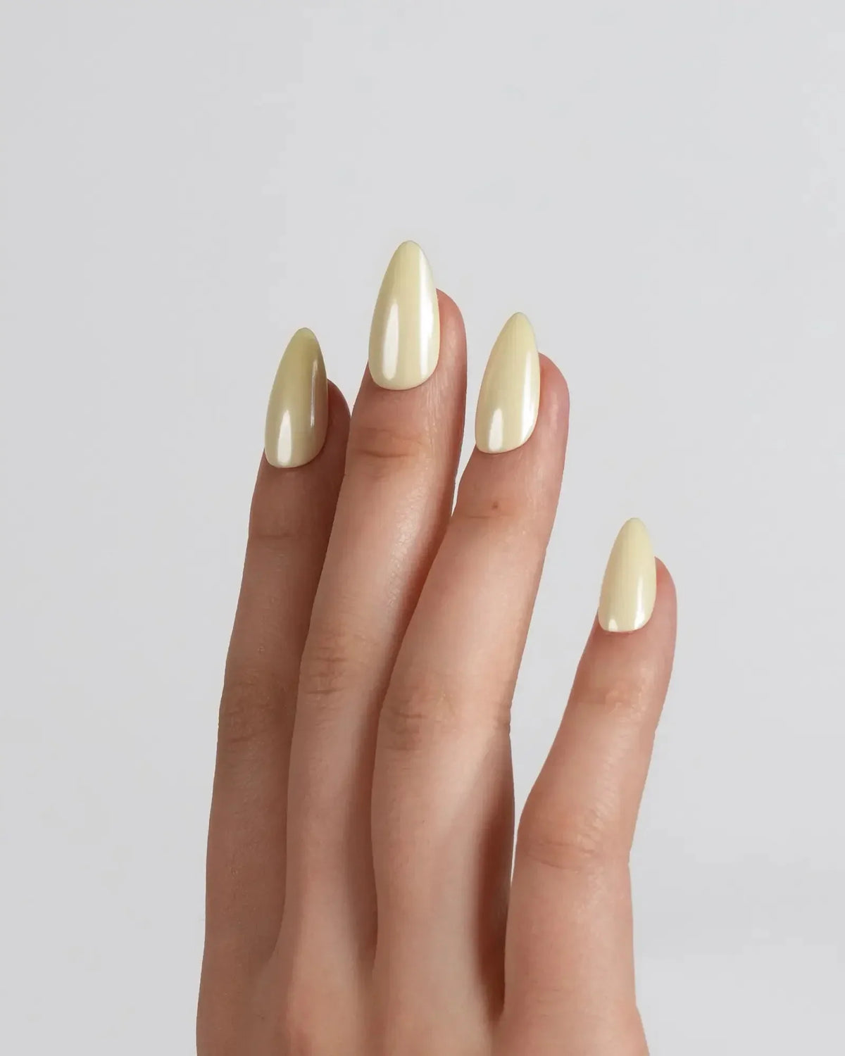 Chrome Butter Yellow Reusable Press On Nails