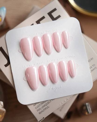 Chrome Soft Pink Reusable Press On Nails