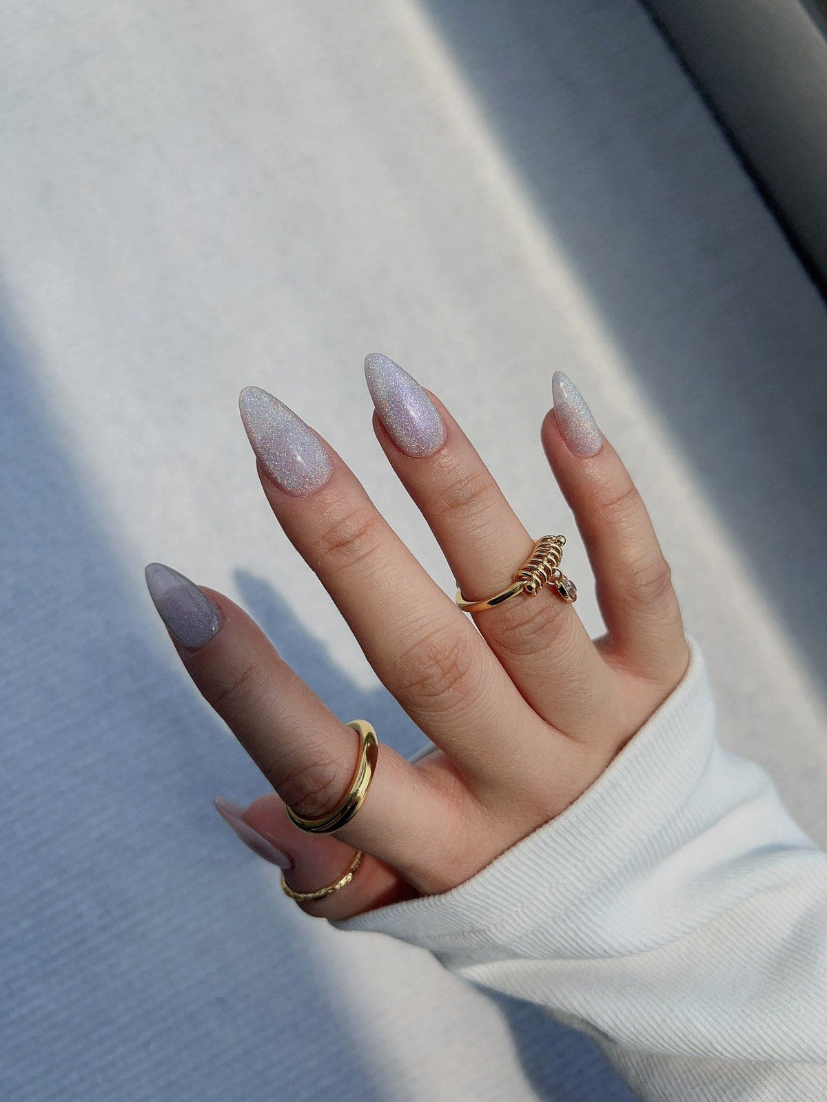 Clean Rainbow Cat Eye Reusable Press On Nails