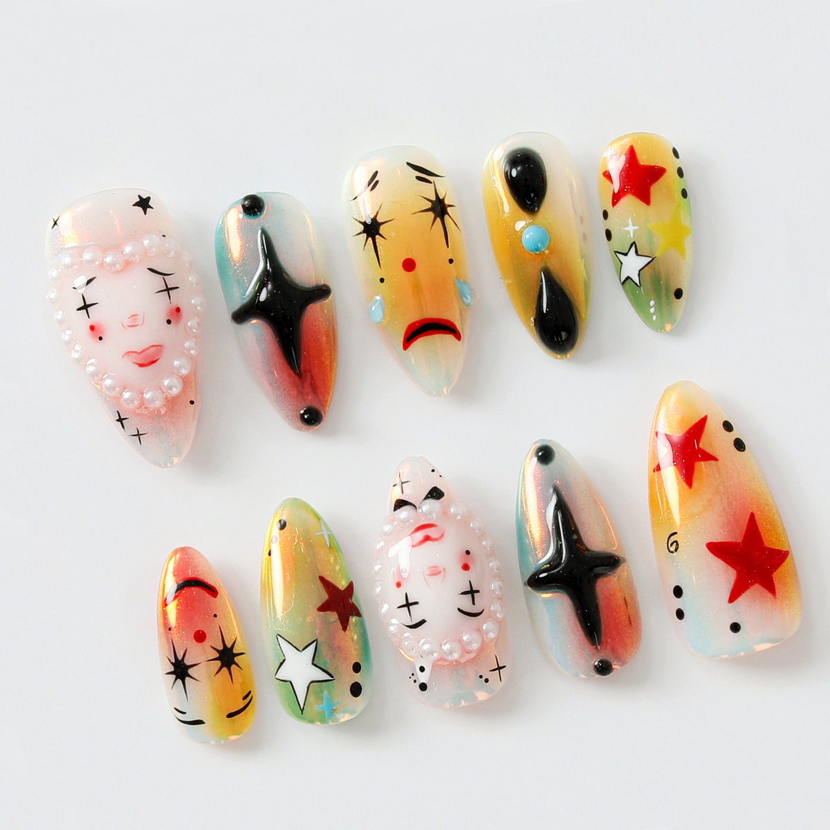 Artistic Clown-Themed by Dory's Picks Bold and Vibrant Carnival-Inspired Design Unique and Artistic Nail Design| Limited Edition OB578HK