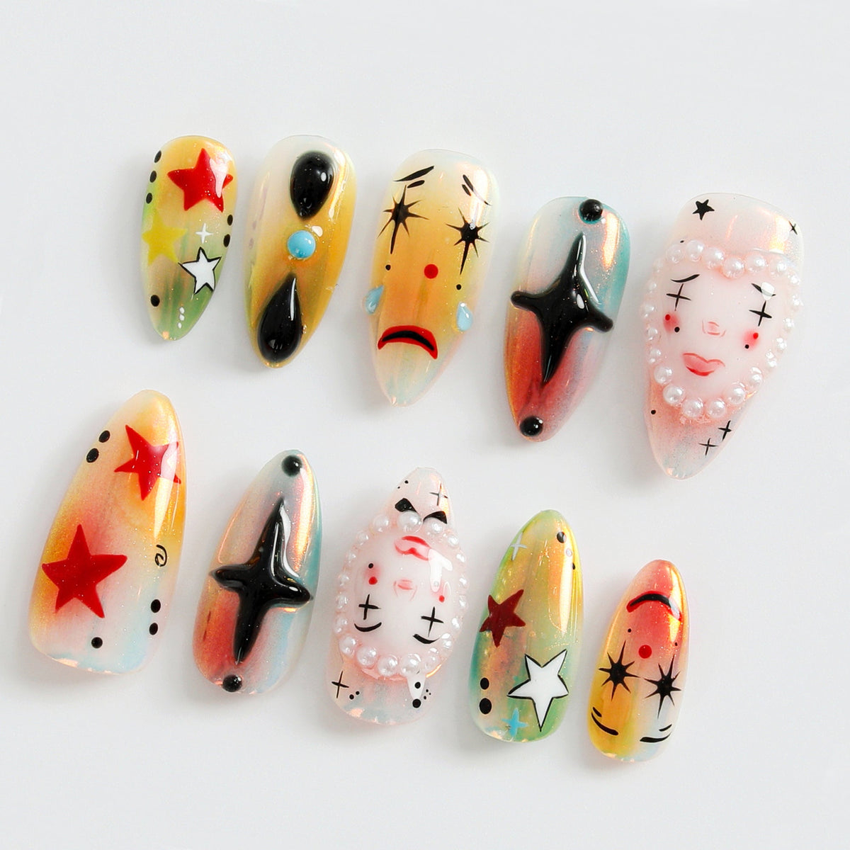 Artistic Clown-Themed by Dory's Picks Bold and Vibrant Carnival-Inspired Design Unique and Artistic Nail Design| Limited Edition OB578HK