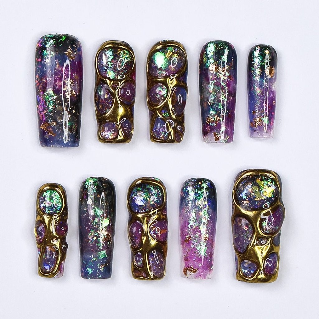 Cosmique Purple Handmade Press On Nails