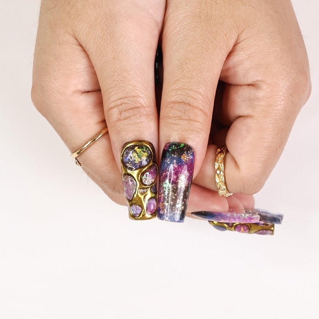 Cosmique Purple Handmade Press On Nails
