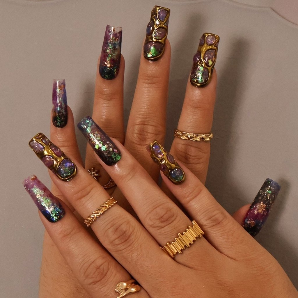 Cosmique Purple Handmade Press On Nails