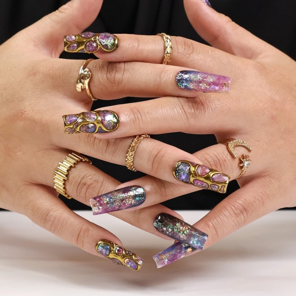Cosmique Purple Handmade Press On Nails