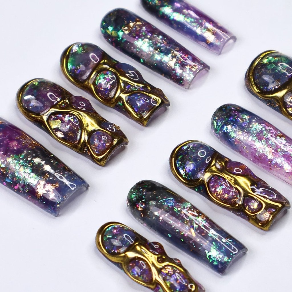 Cosmique Purple Handmade Press On Nails
