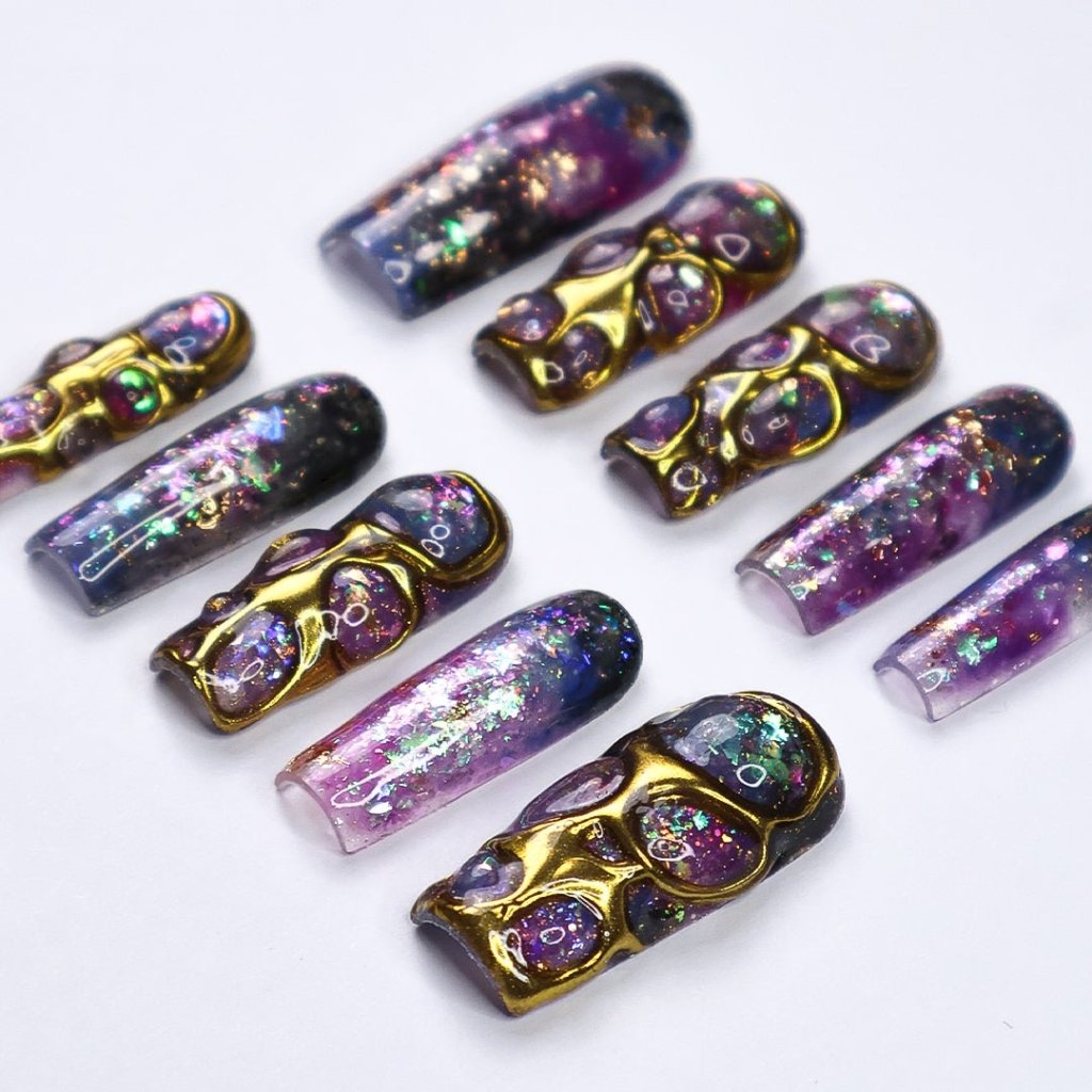 Cosmique Purple Handmade Press On Nails