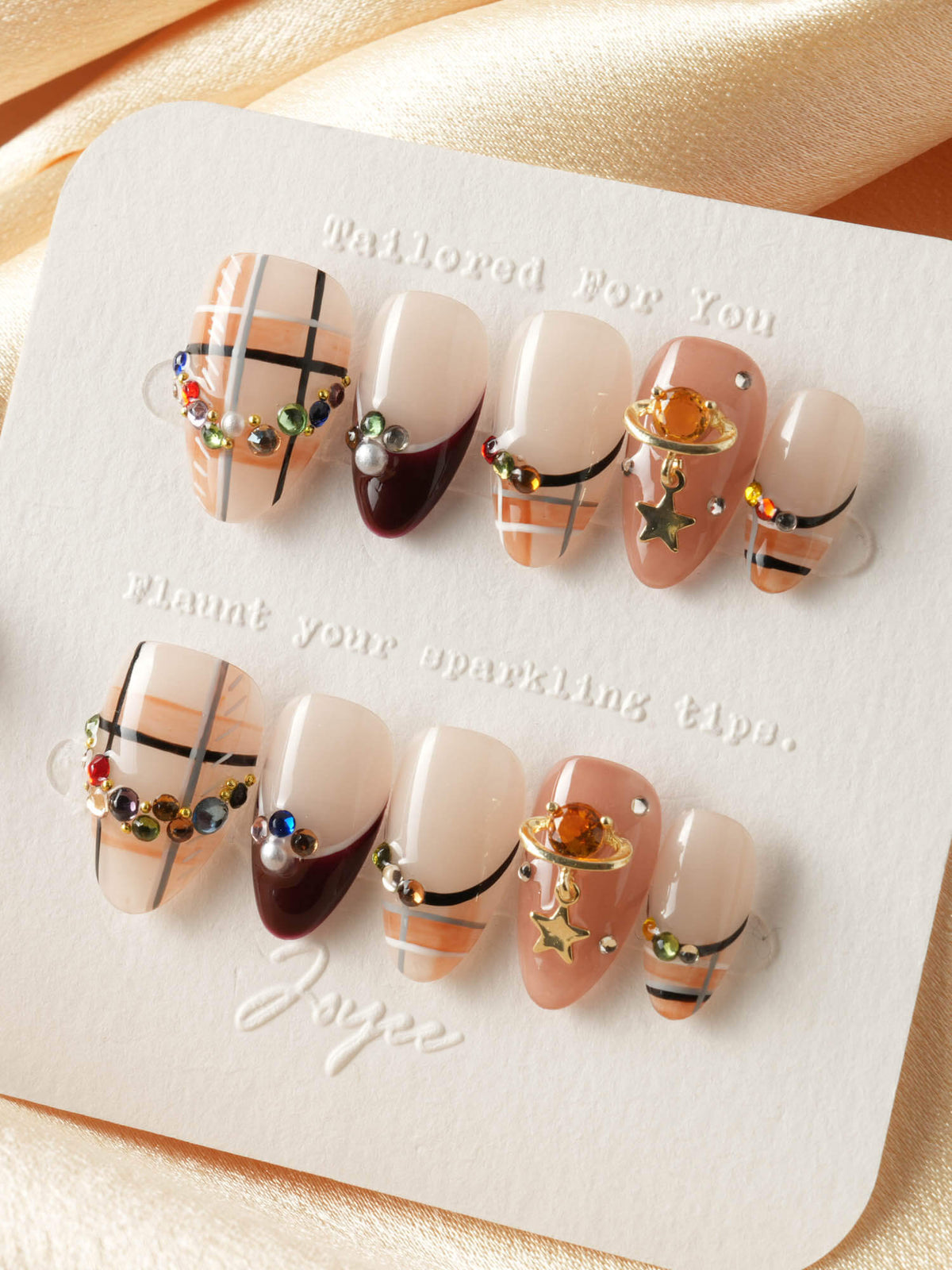 Cozy Plaid Reusable Press On Nails