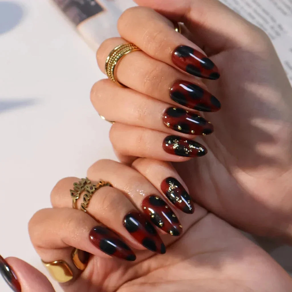 Crimson Relic Brown Handmade Press On Nails
