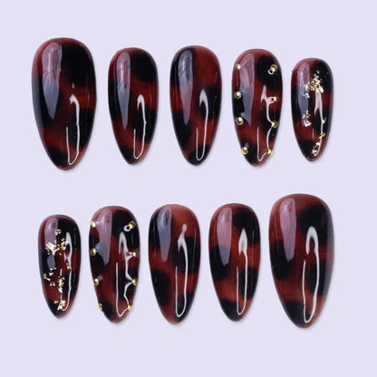 Crimson Relic Brown Handmade Press On Nails