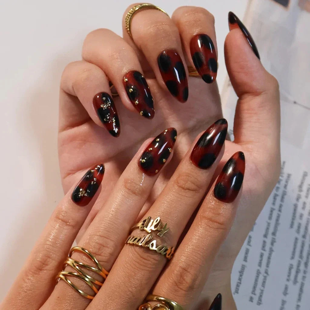 Crimson Relic Brown Handmade Press On Nails