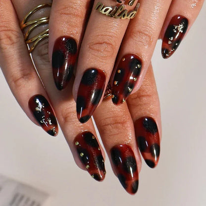 Crimson Relic Brown Handmade Press On Nails
