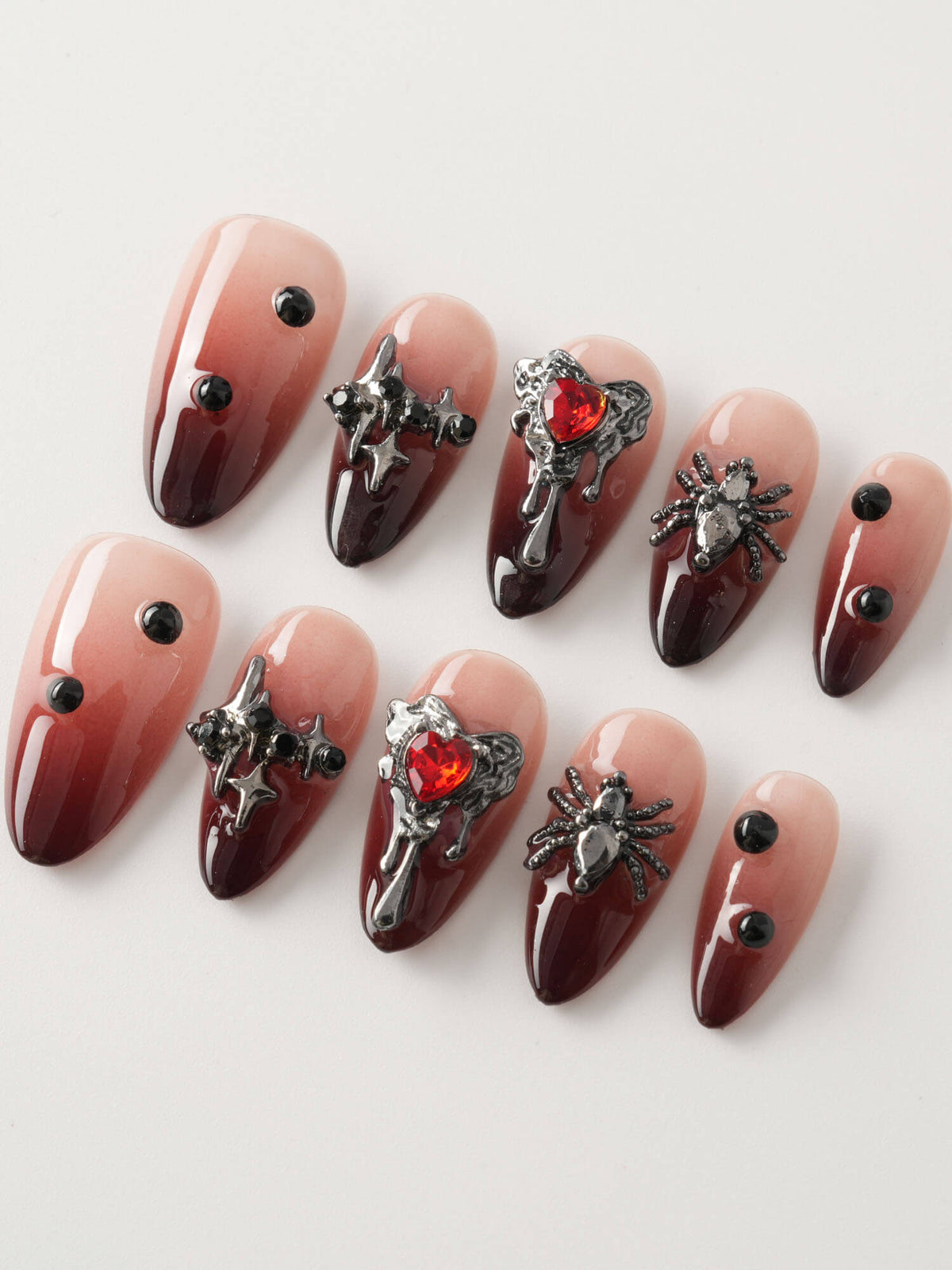 Crimson Veil Reusable Press On Nails