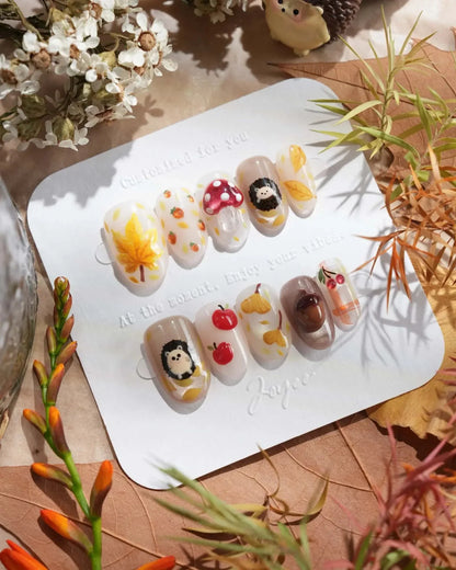 Cute Hedgehog Reusable Press On Nails