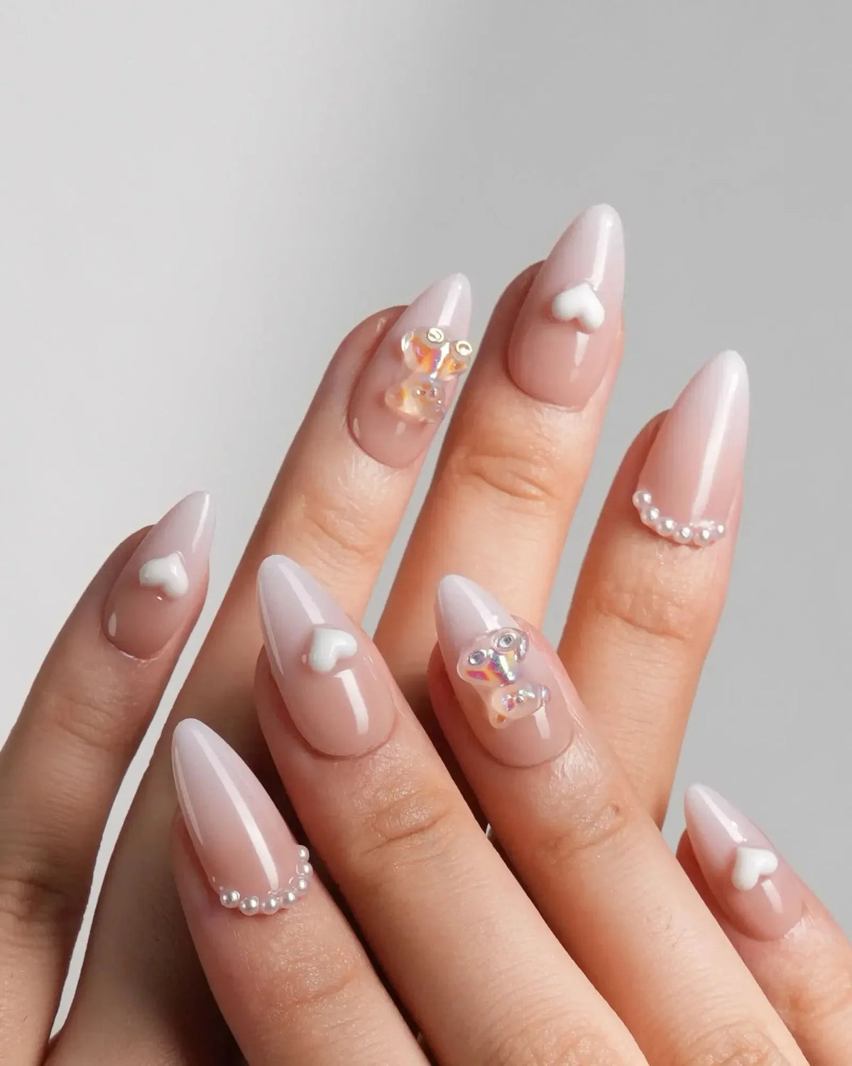 Cute Bear Hug Reusable Press On Nails