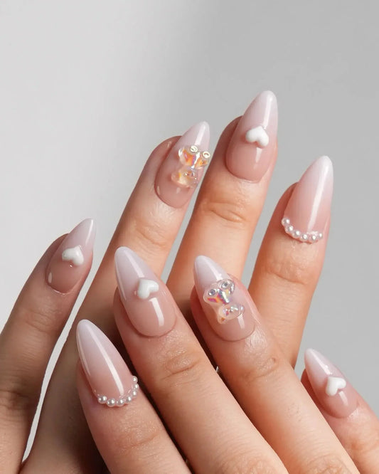 Cute Bear Hug Reusable Press On Nails