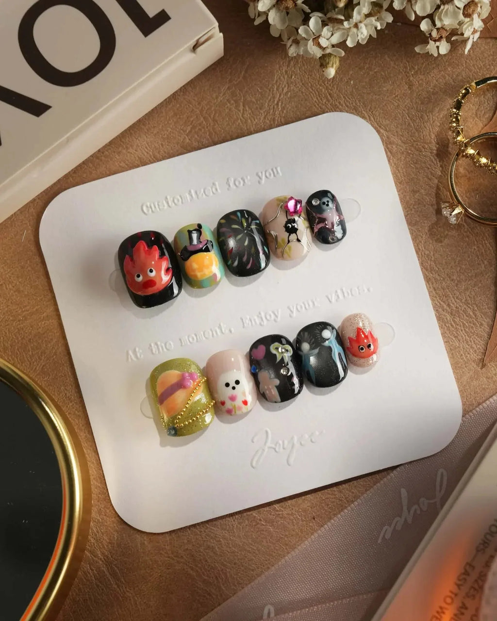 Cute Flame Elves Reusable Press On Nails