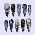 Dark Altar Silver Handmade Press On Nails