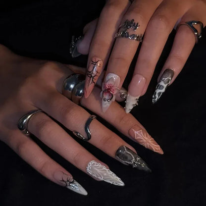 Dark Angel Pink Gothic Handmade Press On Nails
