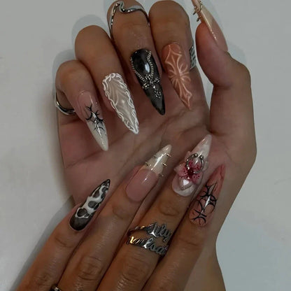 Dark Angel Pink Gothic Handmade Press On Nails