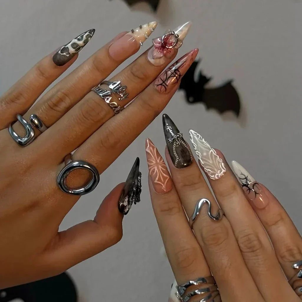 Dark Angel Pink Gothic Handmade Press On Nails