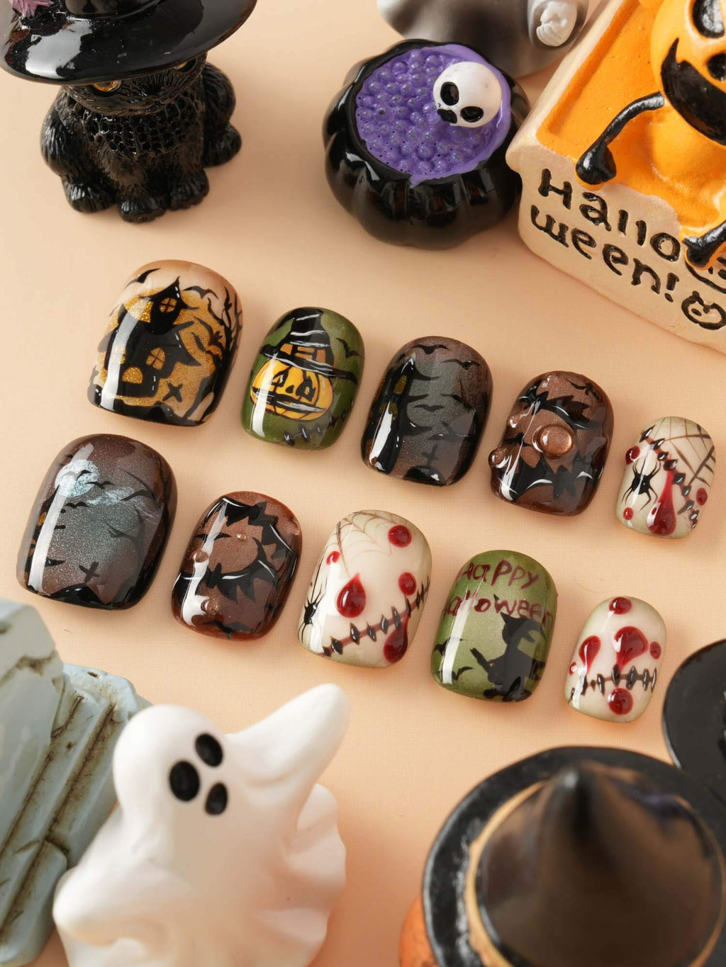 Spooky Night Reusable Press On Nails