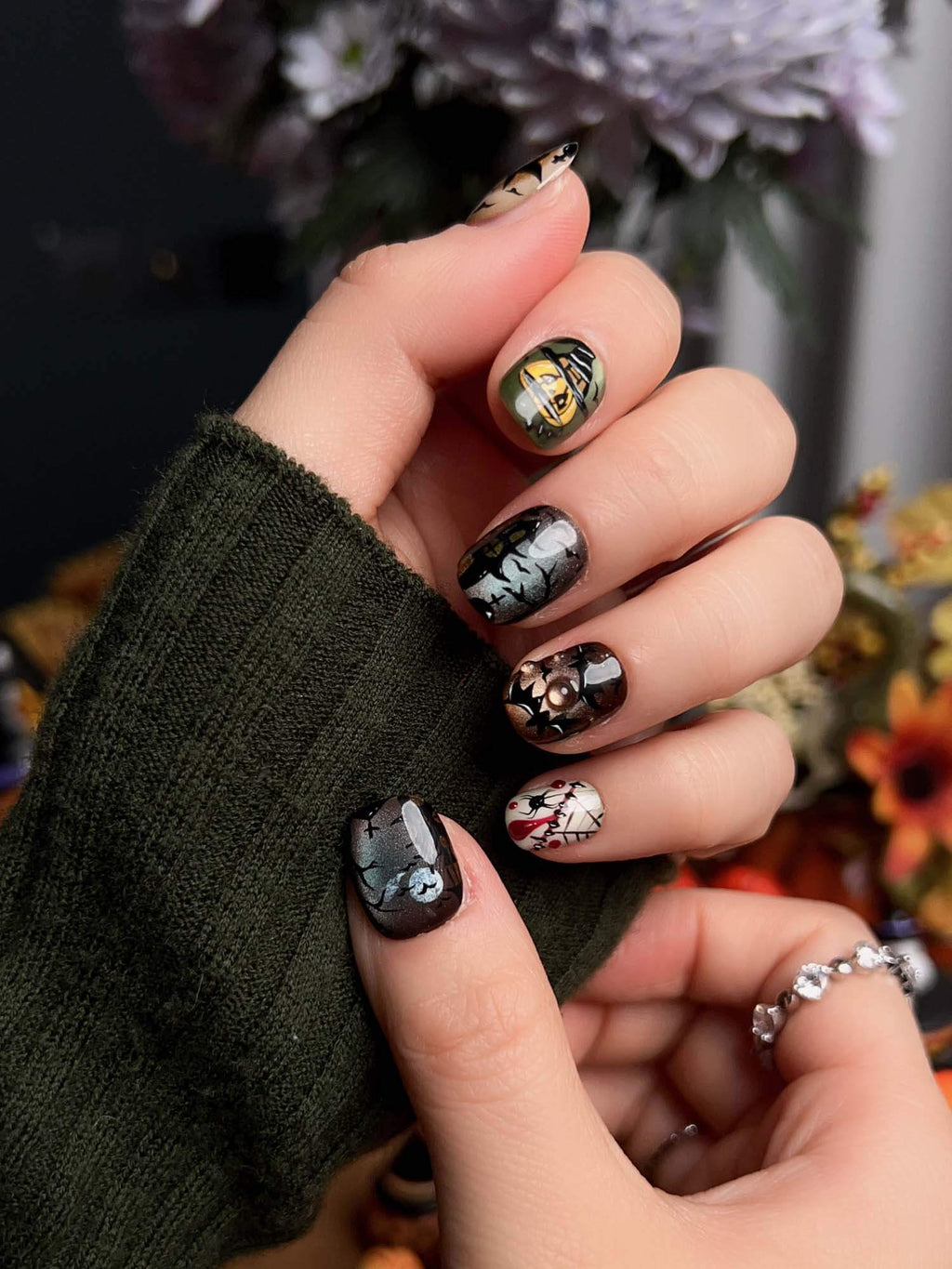 Spooky Night Reusable Press On Nails