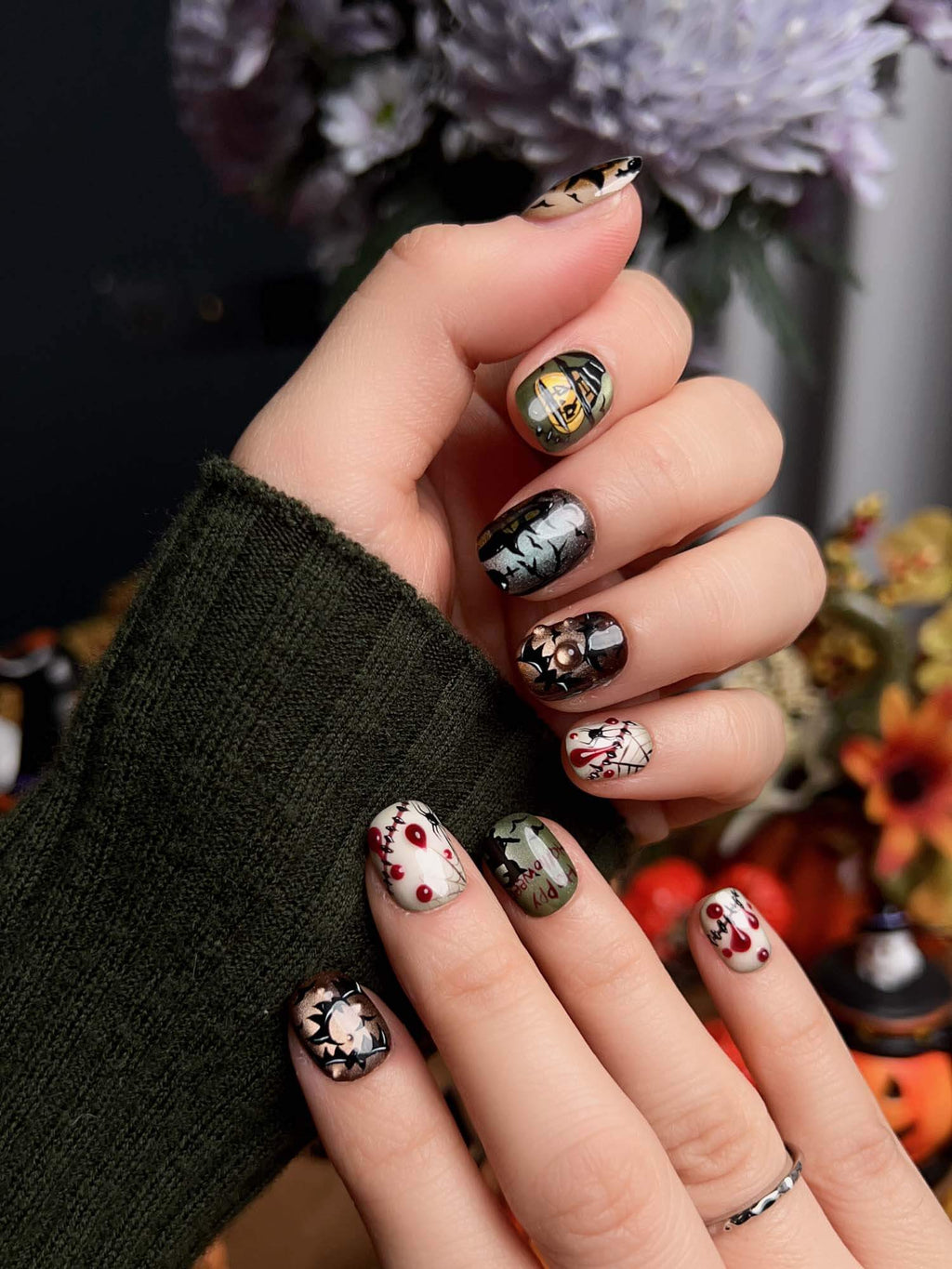 Spooky Night Reusable Press On Nails