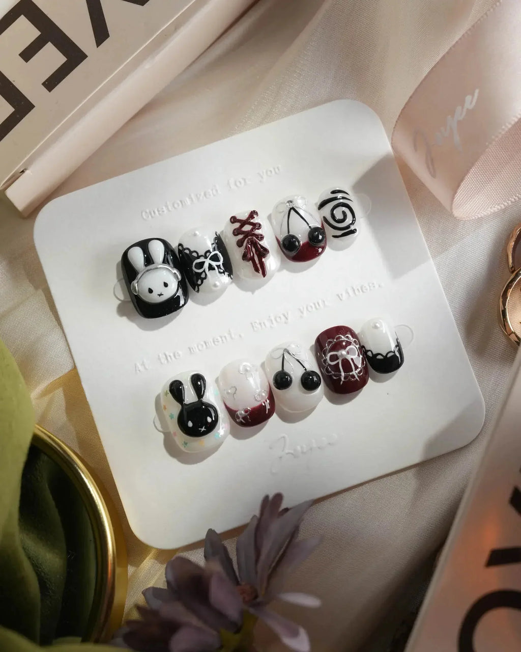 Dark Miffy Reusable Press On Nails